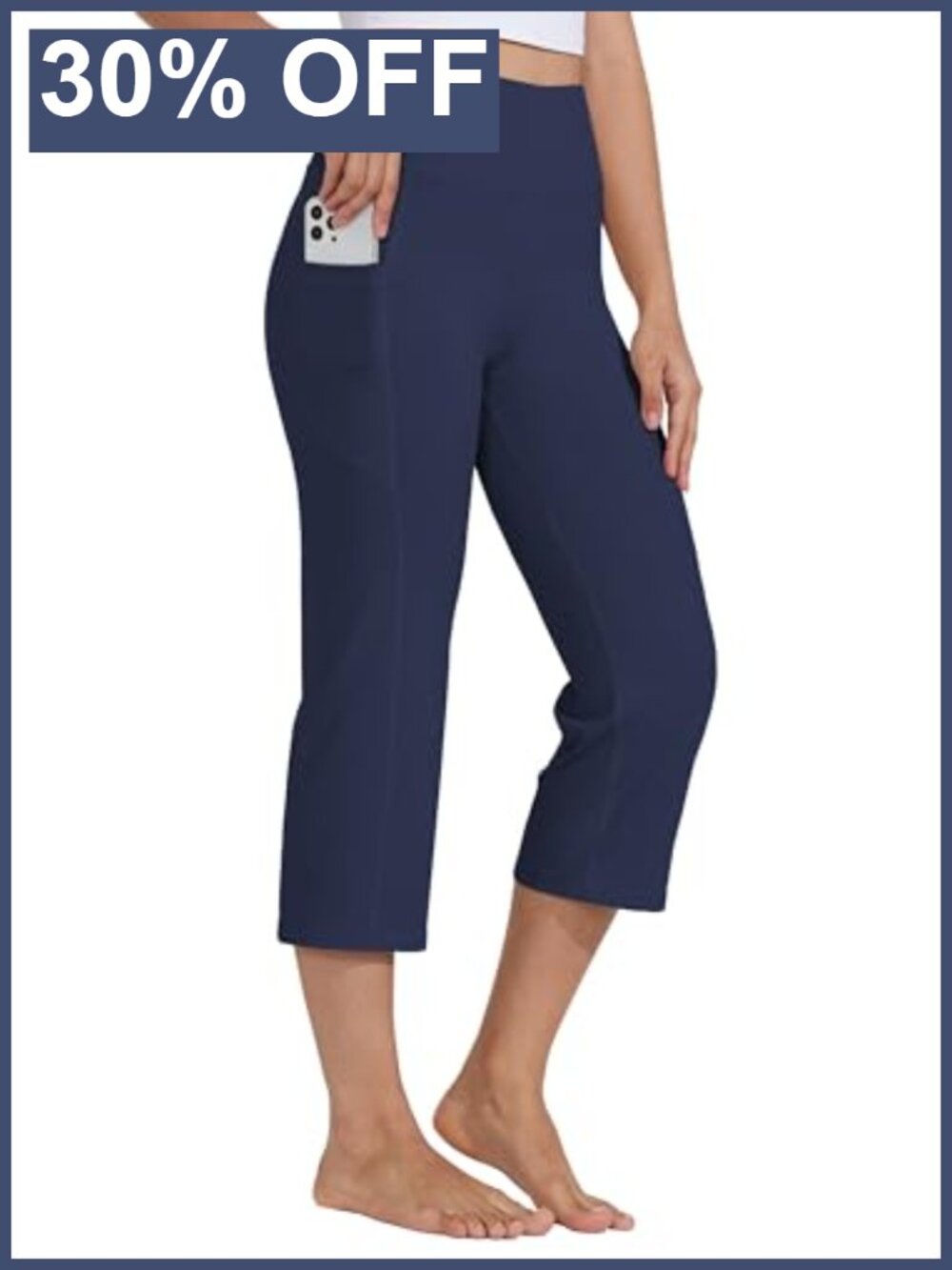 Women's High Waist Yoga Capris Straight Leg Crop Pants 21" Inseam